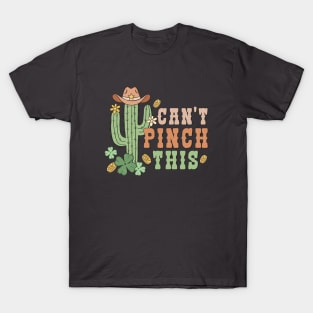 Funny St Patricks Can't Pinch This Western Cactus Shamrock T-Shirt